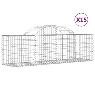 Kosze gabionowe, 15 szt, 200x50x60/80 cm, galwanizowane żelazo