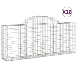 Kosze gabionowe, 18 szt, 200x30x80/100 cm, galwanizowane żelazo