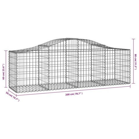 Kosze gabionowe, 18 szt, 200x50x60/80 cm, galwanizowane żelazo