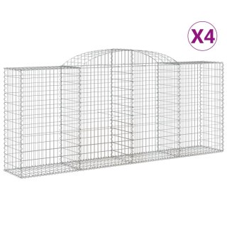 Kosze gabionowe, 4 szt, 300x50x120/140 cm, galwanizowane żelazo