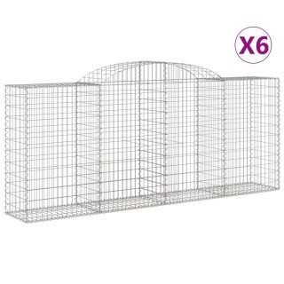 Kosze gabionowe, 6 szt, 300x50x120/140 cm, galwanizowane żelazo