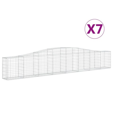 Kosze gabionowe, 7 szt, 400x30x60/80 cm, galwanizowane żelazo
