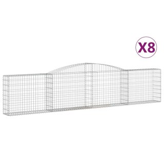 Kosze gabionowe, 8 szt, 400x30x80/100 cm, galwanizowane żelazo