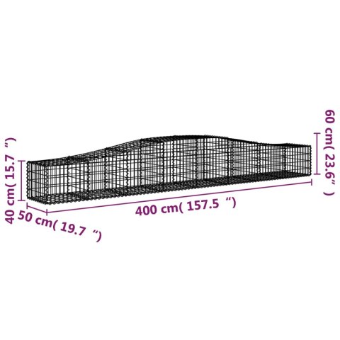 Kosze gabionowe, 8 szt, 400x50x40/60 cm, galwanizowane żelazo