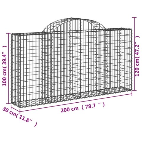 Kosze gabionowe, 9 szt, 200x30x100/120 cm, galwanizowane żelazo