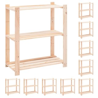 Regały z 3 półkami, 10 szt., 80x38x90 cm, sosna, 150 kg