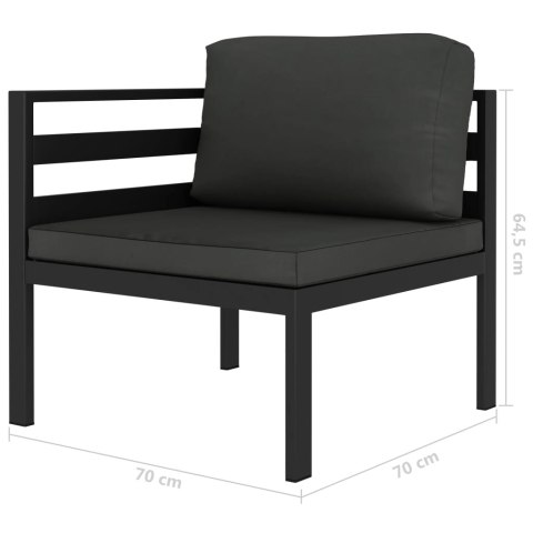3-cz. zestaw wypoczynkowy, poduszki, aluminium, antracyt