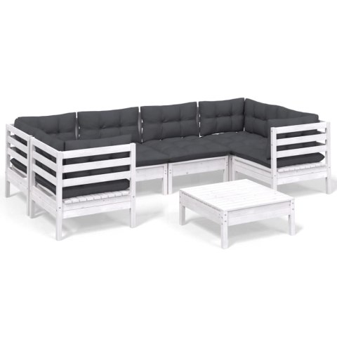 7-cz. zestaw wypoczynkowy do ogrodu, z poduszkami, biały
