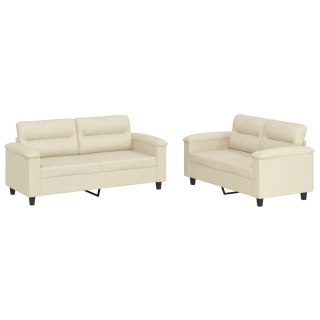 2-osobowa sofa z poduszkami, kremowa, sztuczna skóra