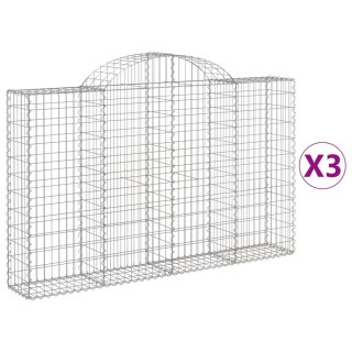 Kosze gabionowe, 3 szt, 200x30x120/140 cm, galwanizowane żelazo