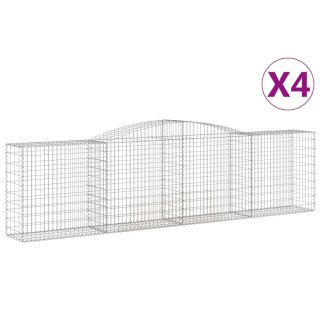 Kosze gabionowe, 4 szt, 400x50x100/120 cm, galwanizowane żelazo