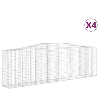 Kosze gabionowe, 4 szt, 400x50x120/140 cm, galwanizowane żelazo