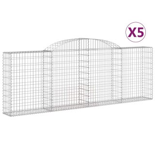 Kosze gabionowe, 5 szt, 300x30x100/120 cm, galwanizowane żelazo