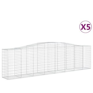 Kosze gabionowe, 5 szt, 400x50x100/120 cm, galwanizowane żelazo