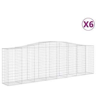 Kosze gabionowe, 6 szt, 400x50x120/140 cm, galwanizowane żelazo