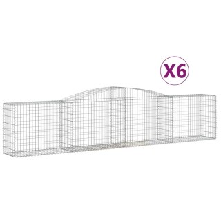 Kosze gabionowe, 6 szt, 400x50x80/100 cm, galwanizowane żelazo