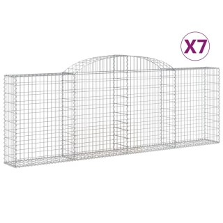 Kosze gabionowe, 7 szt, 300x30x100/120 cm, galwanizowane żelazo
