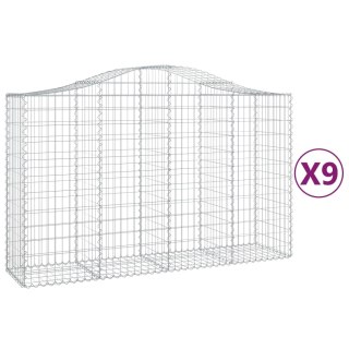 Kosze gabionowe, 9 szt, 200x50x120/140 cm, galwanizowane żelazo