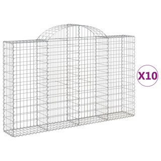 Kosze gabionowe, 10 szt, 200x30x120/140cm, galwanizowane żelazo