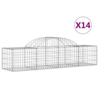 Kosze gabionowe, 14 szt, 200x50x40/60 cm, galwanizowane żelazo