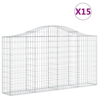Kosze gabionowe, 15 szt, 200x30x100/120cm, galwanizowane żelazo
