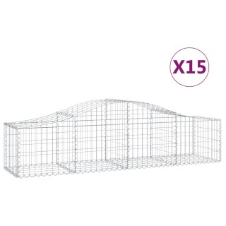 Kosze gabionowe, 15 szt, 200x50x40/60 cm, galwanizowane żelazo