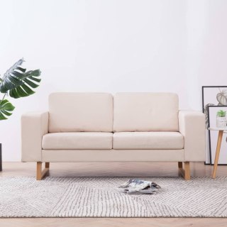 Sofa 2-osobowa tapicerowana tkaniną, kremowa