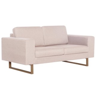 Sofa 2-osobowa tapicerowana tkaniną, kremowa