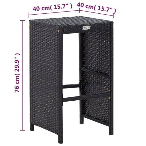 7-cz. zestaw barowy do ogrodu z poduszkami, rattan PE, czarny
