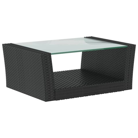 8-częściowy zestaw mebli do ogrodu, poduszki, rattan PE, czarny