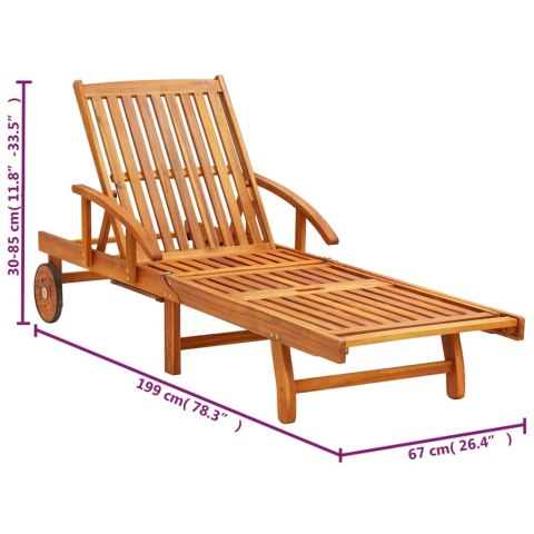 Leżaki z poduszkami, 2 szt., lite drewno akacjowe