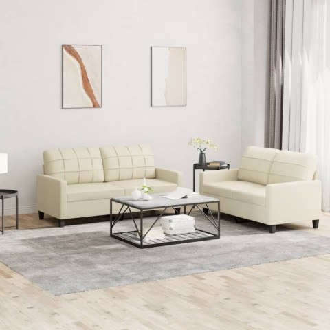2-osobowa sofa z poduszkami, kremowa, sztuczna skóra