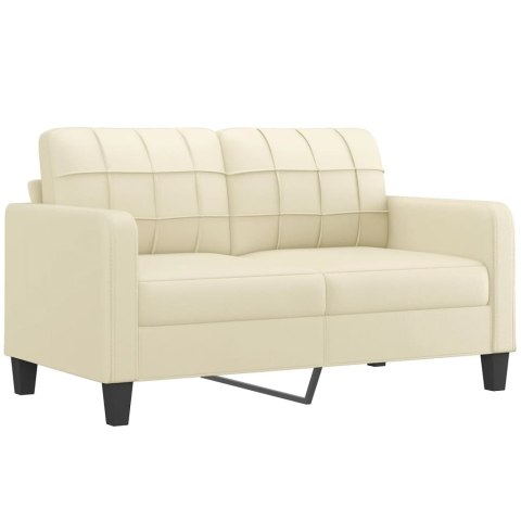 2-osobowa sofa z poduszkami, kremowa, sztuczna skóra