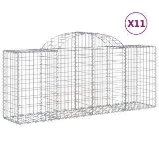 Kosze gabionowe, 11 szt, 200x50x80/100 cm, galwanizowane żelazo