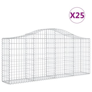 Kosze gabionowe, 25 szt, 200x30x80/100 cm, galwanizowane żelazo