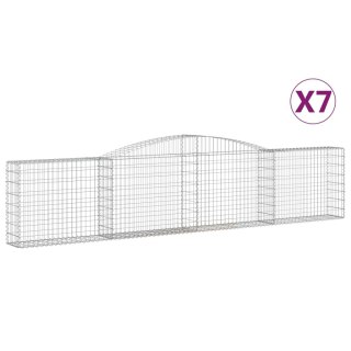 Kosze gabionowe, 7 szt, 400x30x80/100 cm, galwanizowane żelazo