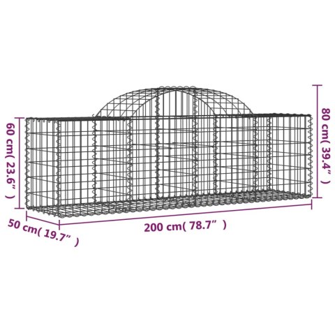 Kosze gabionowe, 8 szt., 200x50x60/80 cm, galwanizowane żelazo
