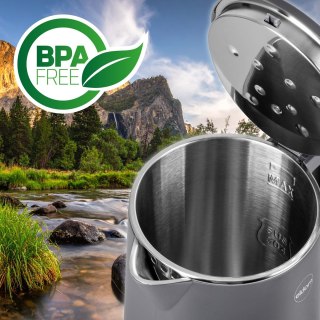 ELDOM CZAJNIK BEZPRZEWODOWY C515S ORRA 1,8L 2000W, SZARY, 5 PROGRAMÓW 45,55,70,85,100°C, PODTRZYMYWANIE TEMPERATURY