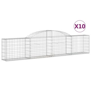 Kosze gabionowe, 10 szt., 300x30x60/80 cm, galwanizowane żelazo
