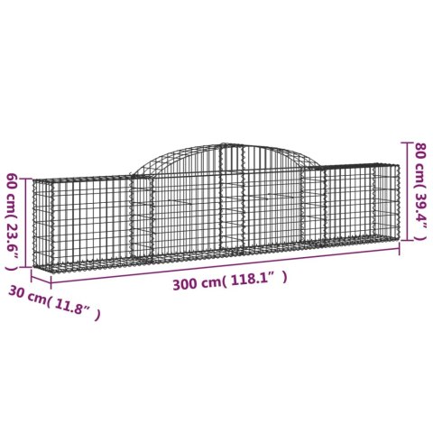 Kosze gabionowe, 10 szt., 300x30x60/80 cm, galwanizowane żelazo