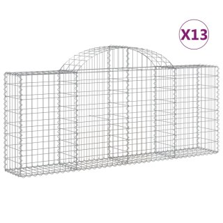 Kosze gabionowe, 13 szt, 200x30x80/100 cm, galwanizowane żelazo