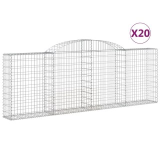 Kosze gabionowe, 20 szt, 300x30x100/120cm, galwanizowane żelazo