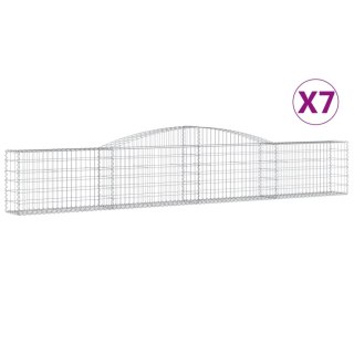 Kosze gabionowe, 7 szt, 400x30x60/80 cm, galwanizowane żelazo