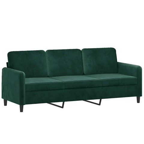 Sofa 3-osobowa, ciemnozielony, 180 cm, obita aksamitem