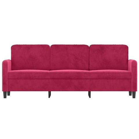 Sofa 3-osobowa, winna czerwień, 180 cm, obita aksamitem