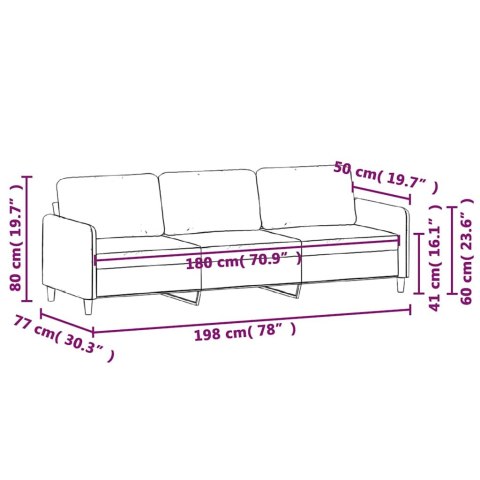 Sofa 3-osobowa, winna czerwień, 180 cm, obita aksamitem