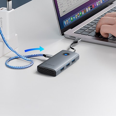 Hub stacja dokująca USB-C - USB-A USB-C PD HDMI - szara