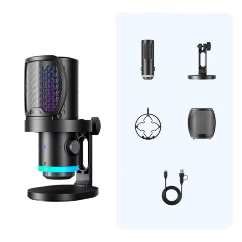 Mikrofon gamingowy przewodowy USB-C RGB ENC - czarny