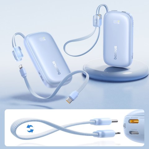 Powerbank 10000mAh 45W z kablem USB-C iPhone Lightning - niebieski