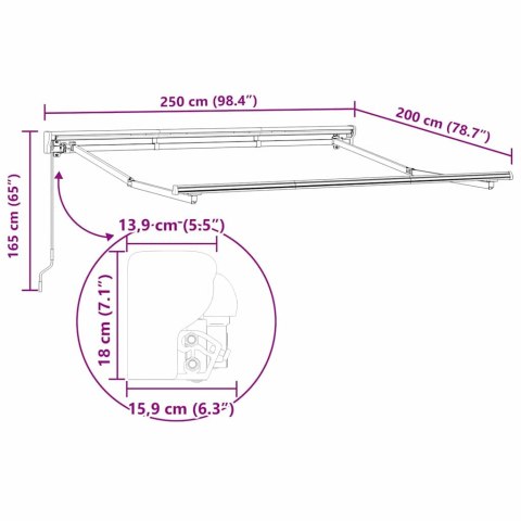 VidaXL Rama markizy Niebieski i biały 250 x 200 cm